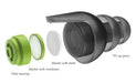 Phonak Serenity Choice Reusable Hearing Protection Earplugs showing the different filters, washers and housing. 