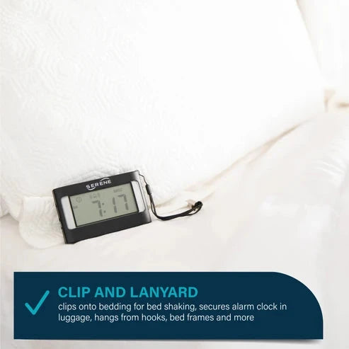 Serene Innovations Vibrating Travel Alarm Clock with Flashlight and Pillow Clip VA-2001 Alarm Clock 