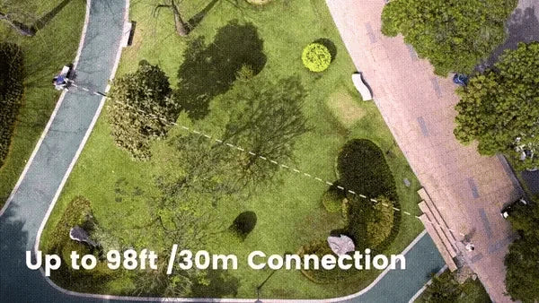 Trihear Convo More Assitive Listening Device with Remote Microphone Personal Amplifier can transmit sound over a distance up to 30 meters. 