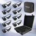 TriHear LiberMore Hearing Amplifier System with Remote Microphone multi user system.  Nine headsets and one remote microphone in a protective case. 
