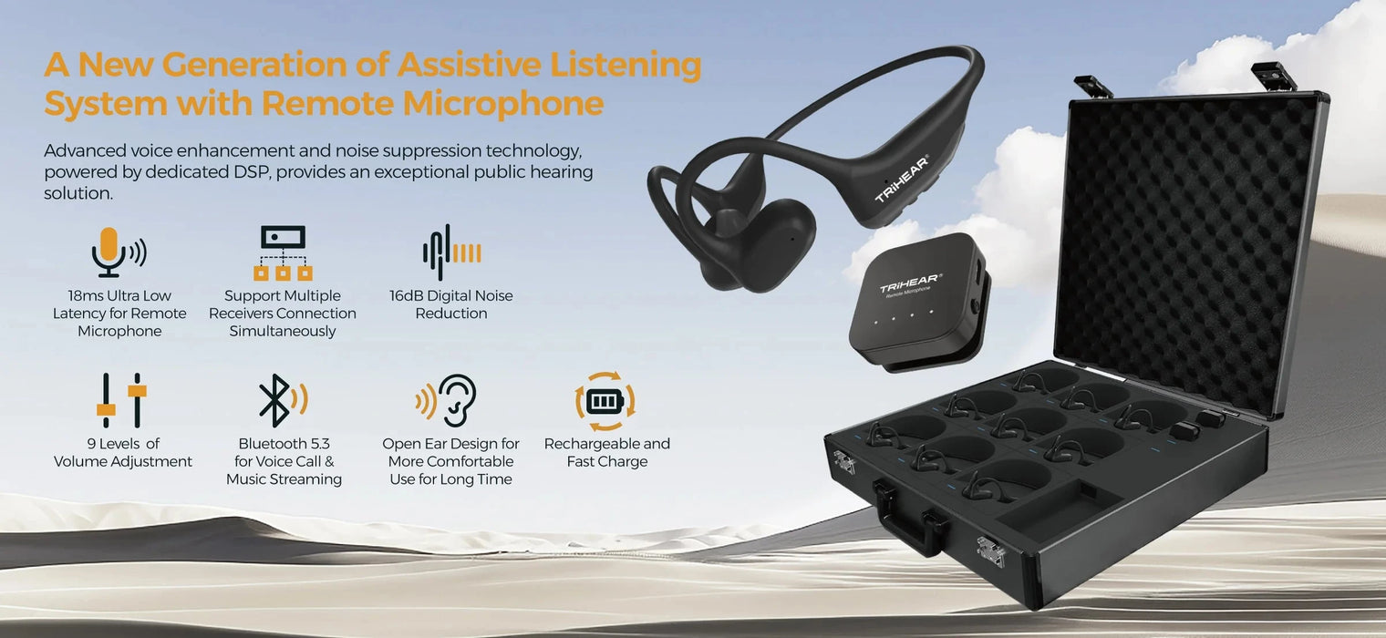 TriHear LiberMore Hearing Amplifier System with Remote Microphone. 