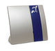 The front view of the silver William Sound Hearing Hotspot Counter Loop PLA 90 with a royal blue stripe and the white T-coil letter T and ear symbol for hearing assistive equipment. 