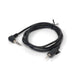 Black audio cable with two connectors on a white background
